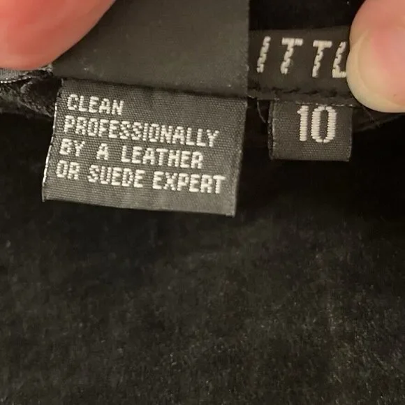 Carole Little Skirt 10 Suede Black Floral Crochet Vintage Spider Web Witchy Goth - Picture 8 of 8